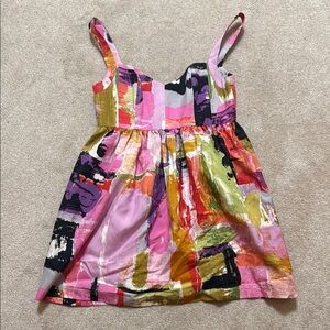 Colorful Abstract Print Dress 100% silk - AK